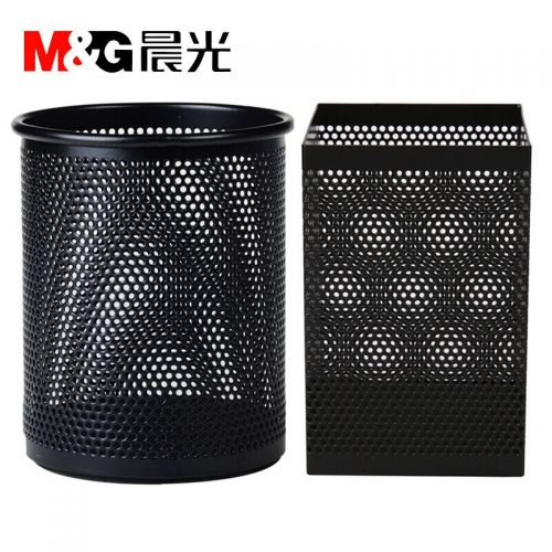 晨光（M&G） 金属笔筒铁丝网圆形方形黑色金属结实耐用网状笔筒多功能笔筒笔架桌面办公收纳盒 98405组合笔筒/1个