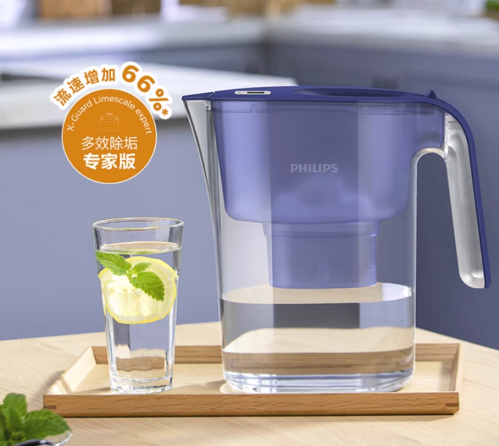 飞利浦(PHILIPS)净水壶滤水壶过滤水壶净水器滤水器过滤器滤芯AWP2814蓝色4.2L四芯装
